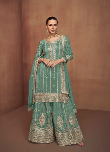 Green Colour Saloni By Gulkayra Simar Silk Designer Readymade Suits 7495 A